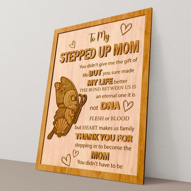 Stepped Up Mom Wooden Sign - Keepsake Gifts For Mum - Mothers Day Sign