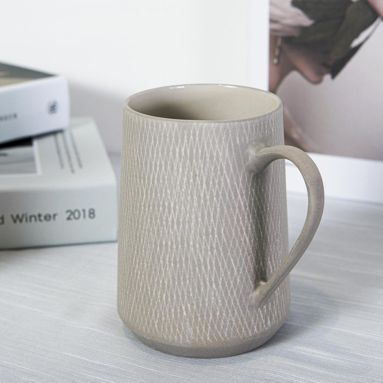 Rustic Grey, Sand, Brick, Green and Black Ceramic Coffee Mug, Aesthetic Boho Cup with Handle For Home Decor