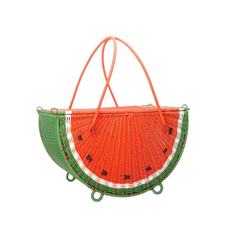 Large Resin Watermelon Wicker Picnic Basket with Handle