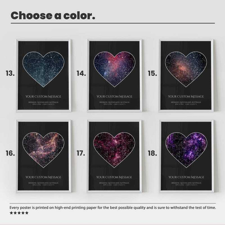 Custom star map canvas for mom, night sky on chosen date, personalized names and location; anniversary gift from daughter