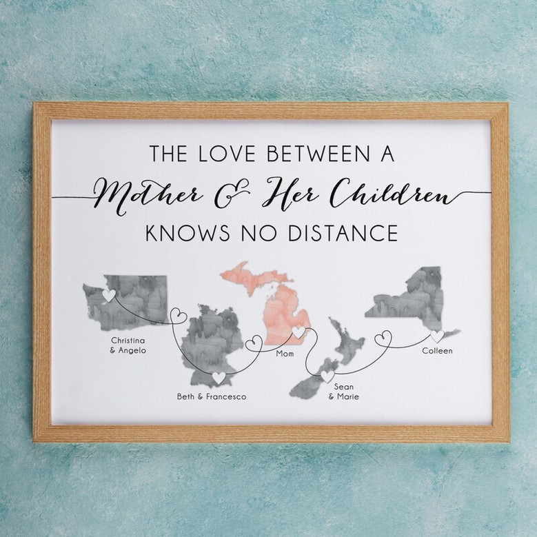 Custom State Map Canvas - Mother's Day Long Distance Gift