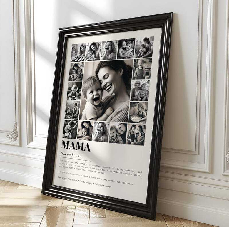 Mom definition photo collage canvas, personalized with family photos and kids’ names, heartfelt Mother’s Day gift