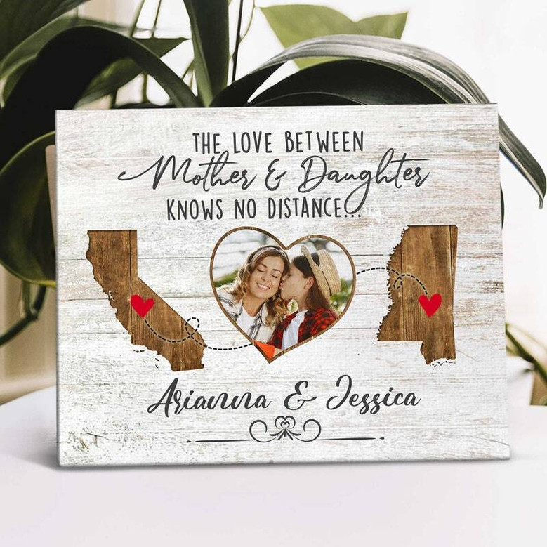 State-to-State Love Canvas - Custom Mother Daughter Gift for Mom