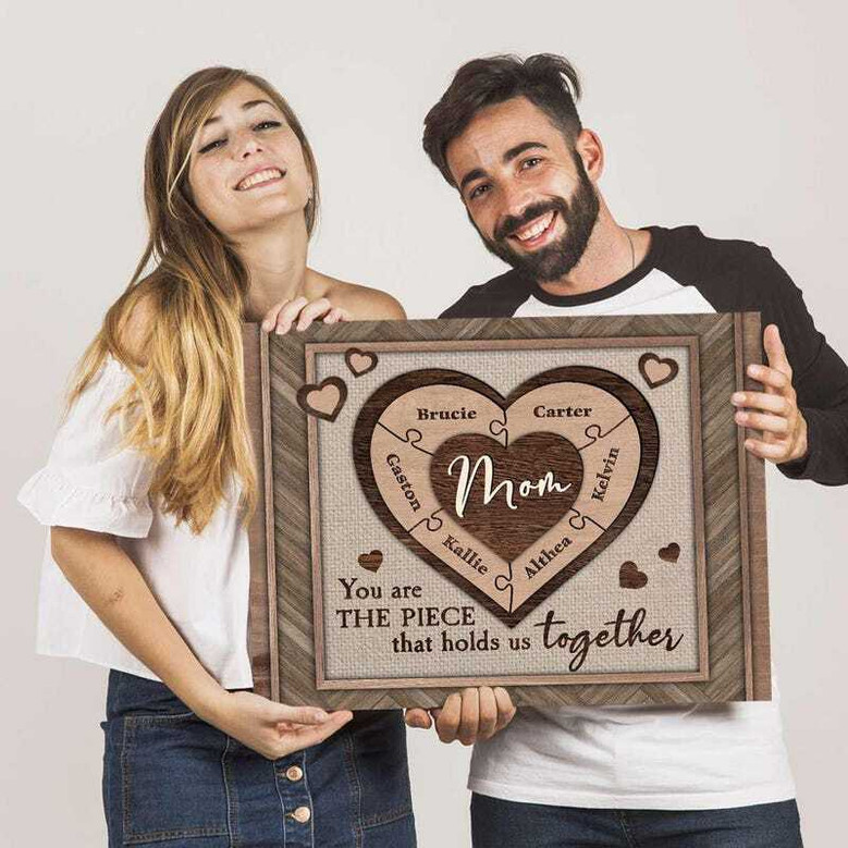 Heartfelt Custom Name Puzzle Canvas for Mom's Day Gift