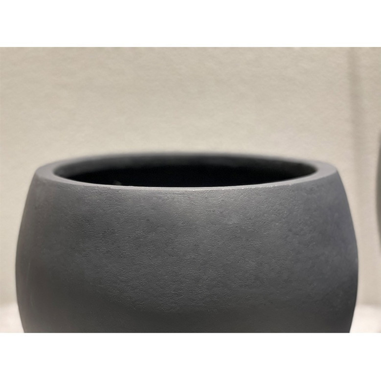 Big Round Outdoor Fiberstone Black Ceramic Plant Pot