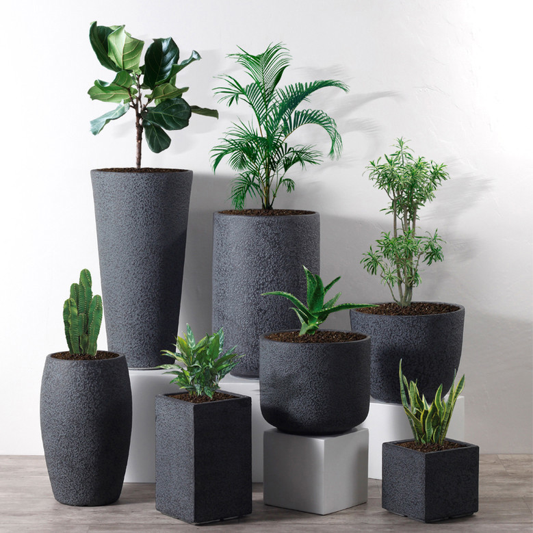 Black Ceramic Plant Pot - Versatile Fiber Clay for Home and Garden