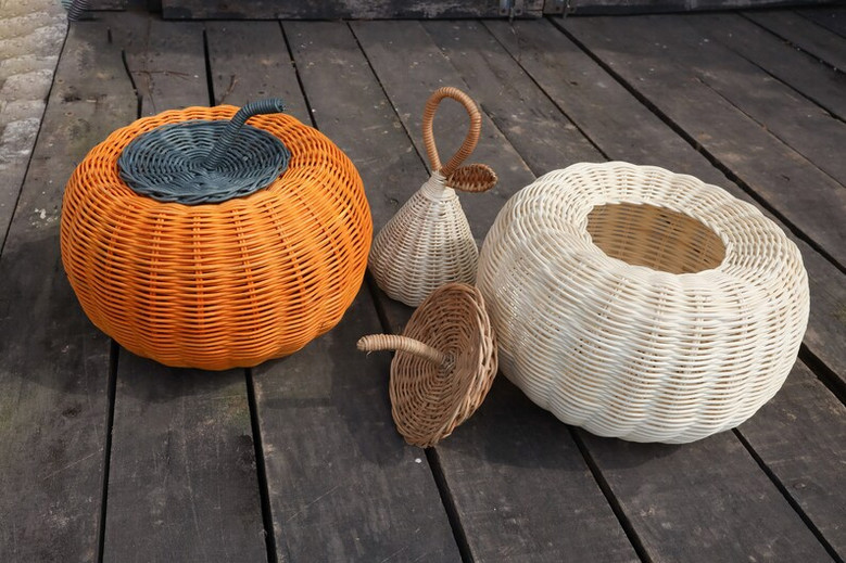 Decorative Rattan Wicker Baskets for Kids' Halloween and Christmas