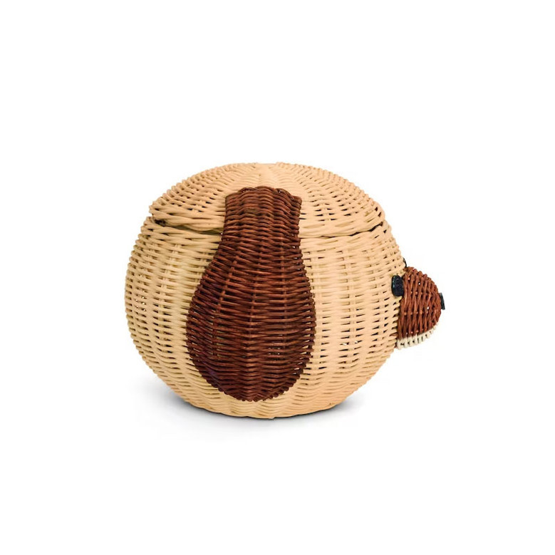 Dog Shaped Wicker Baskets | Cute Puppy Head Wicker Rattan Basket for Home Decor