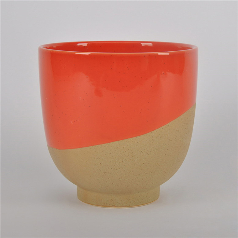 Hand-Painted Red Ceramic Plant Pot with Speckled Glaze