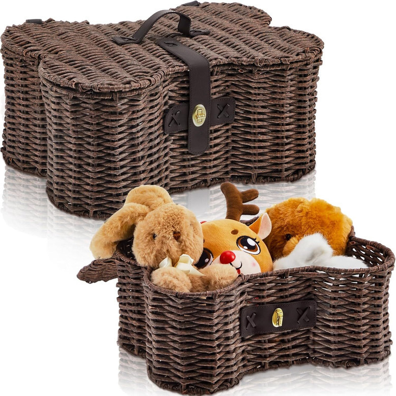 Handmade Dog Bone Wicker Baskets For Home Storage or Picnic Together