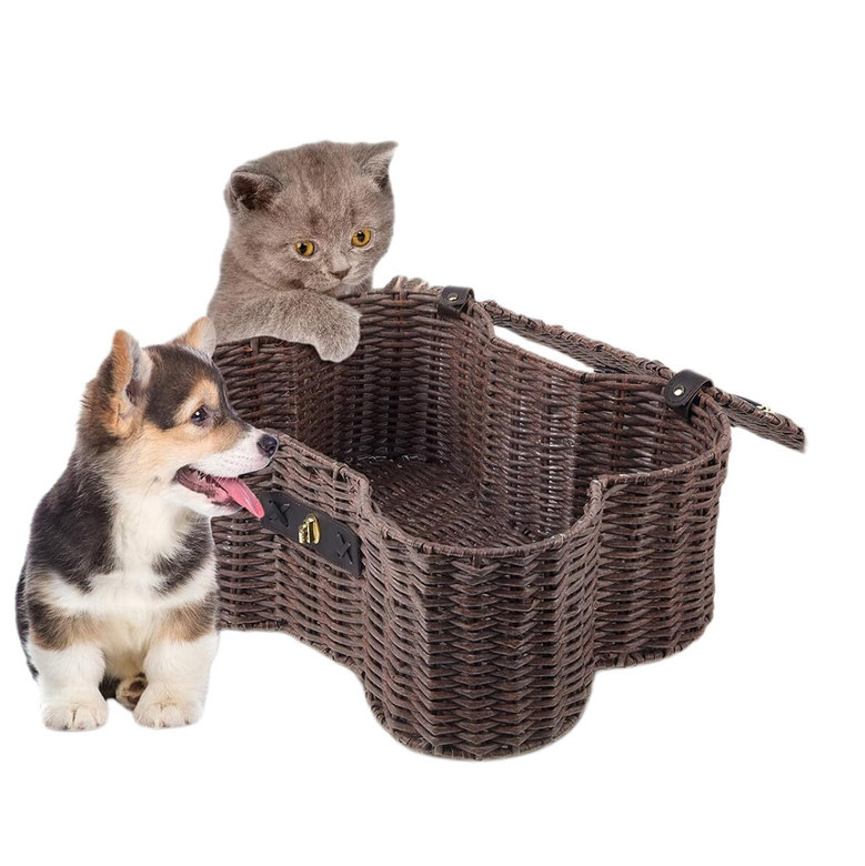 Handmade Wicker Pet Toy Storage Baskets - Bone Shaped Design