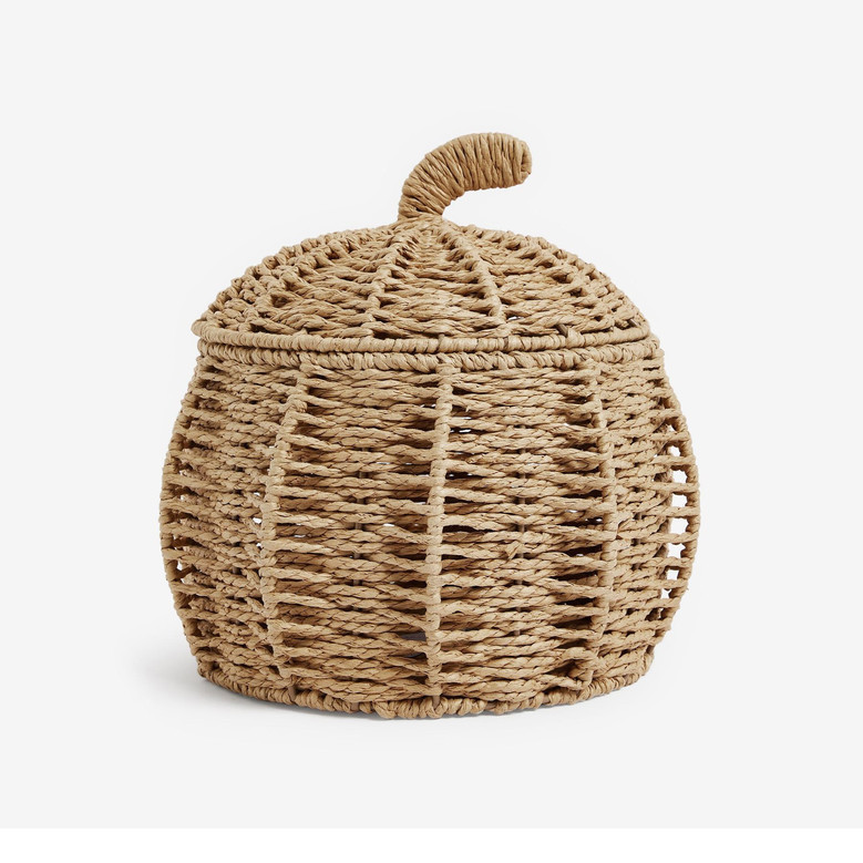 Natural Handmade Pumpkin Storage Basket | Halloween Wicker Basket for Gifts