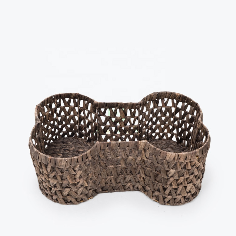 Natural Woven Dog Bone Wicker Baskets for Pet Supplies