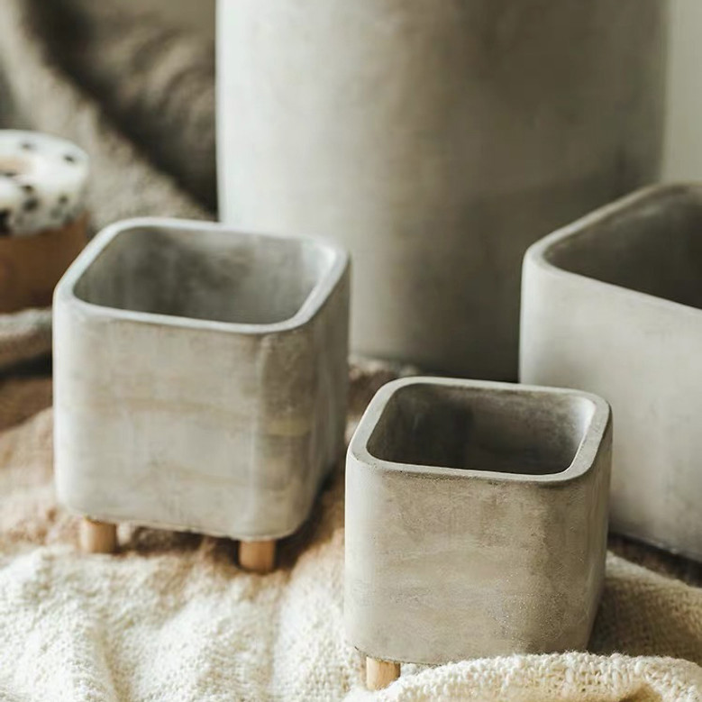 Nordic Embossed Square Ceramic Plant Pots for Modern Homes