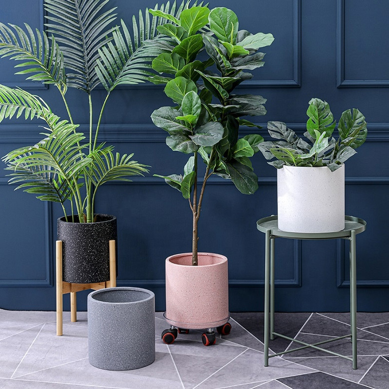 Nordic Marble White, Black, Gray and Pink Ceramic Plant Pots for Outdoor Use