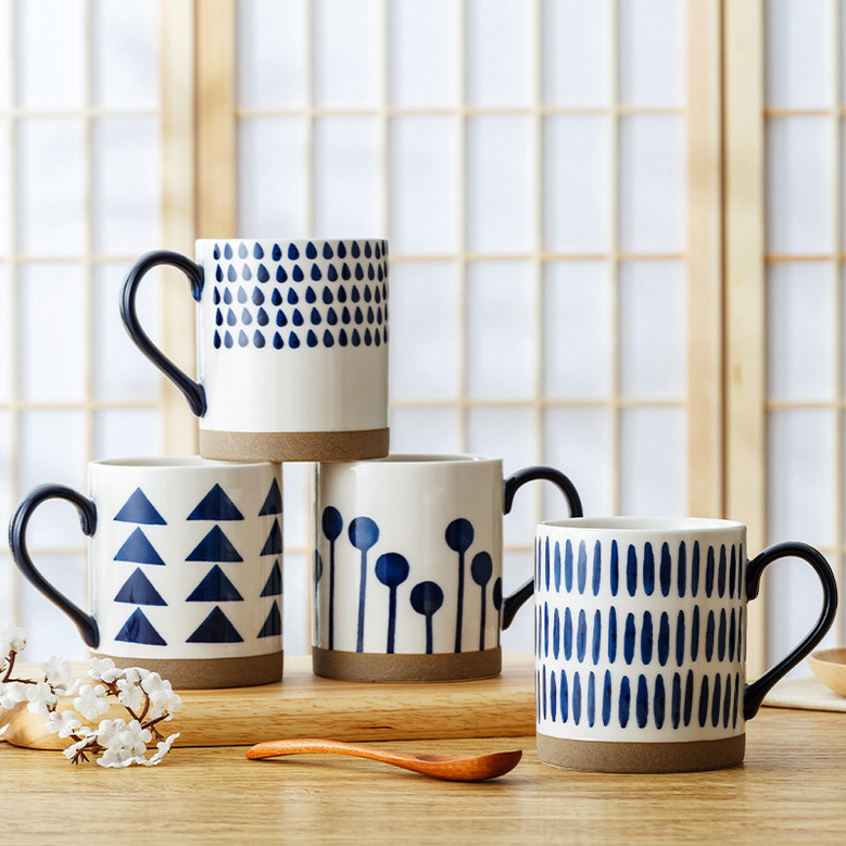 Nordic Style Blue and White Ceramic Coffee Mug