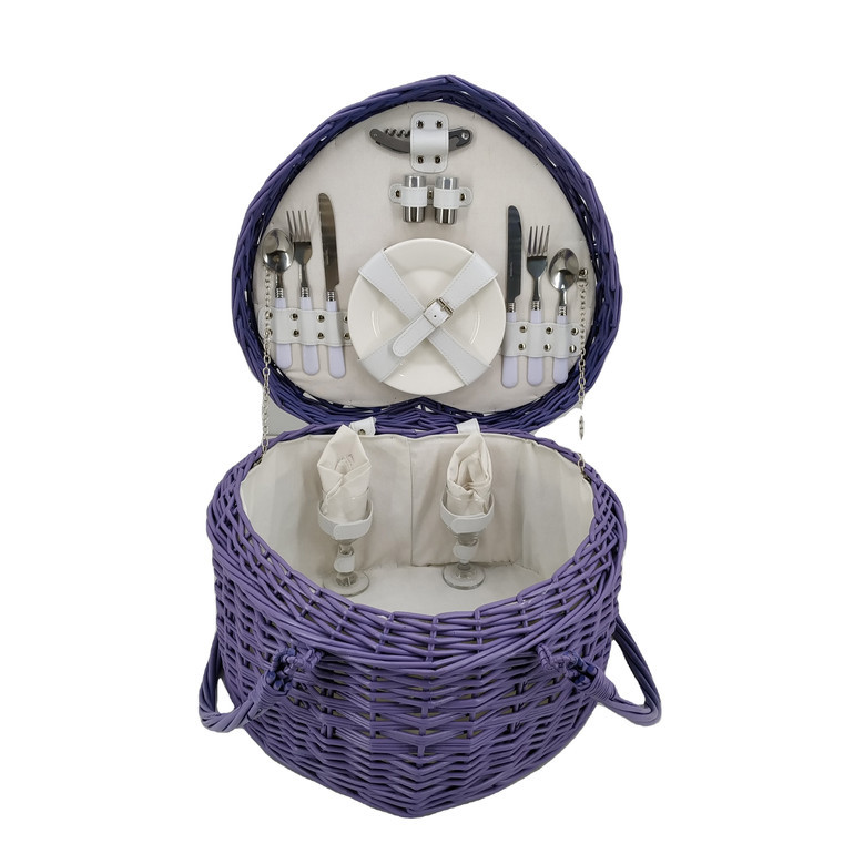 Purple Wicker Basket with Heart Shaped for Valentines Day