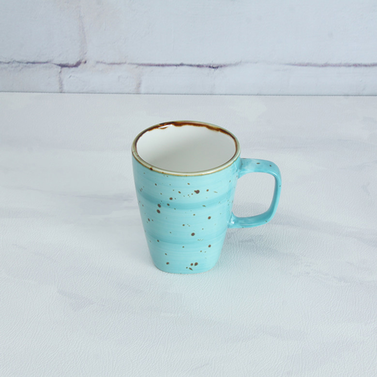 Rustic Grey, Blue, Coral, Turquoise and Yellow Ceramic Mugs With Middle East Style For Daily Use