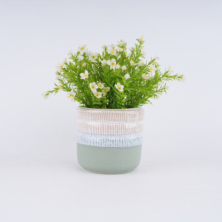 Simple Nordic Green Ceramic Plant Pot for Home Decor