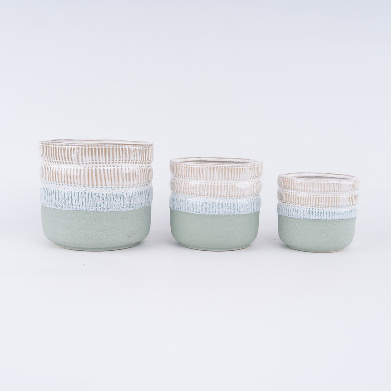 Simple Nordic Green Ceramic Plant Pot for Home Decor