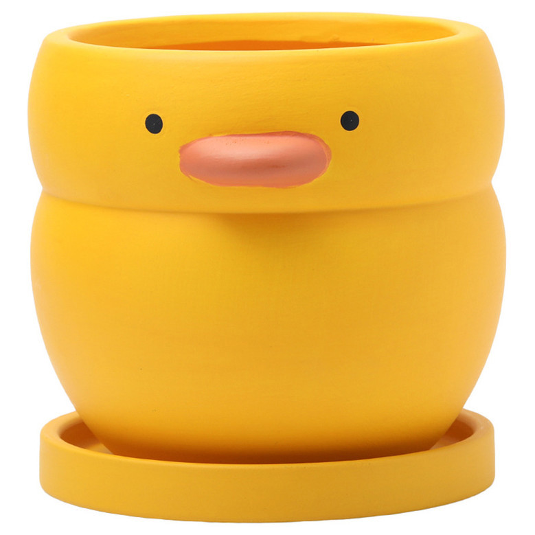 Small Ceramic Plant Pot With Duck Shape for Kids Room Decor