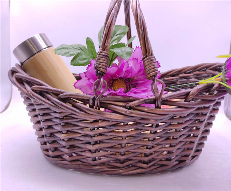 Small Purple Wicker Basket for Easter, Fruit, and Wine