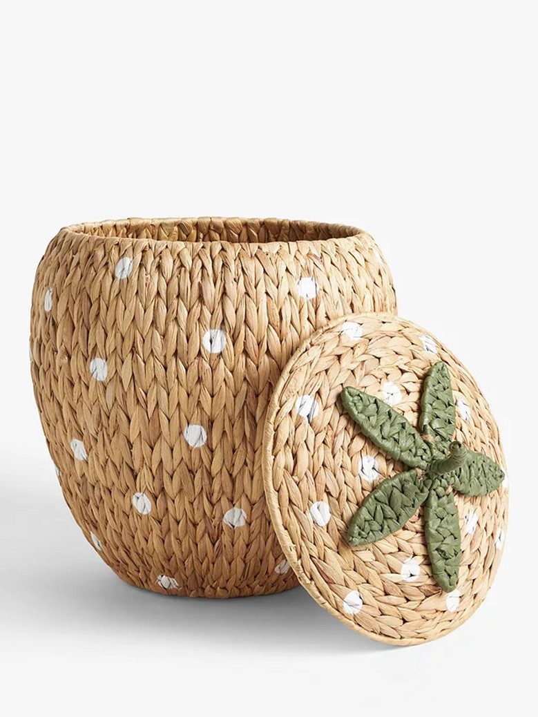 Strawberry Wicker Baskets With Water Hyacinth for Home Decor