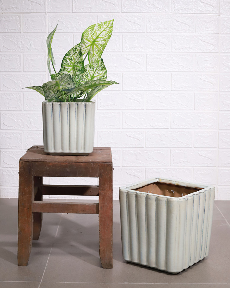 Unique Small Indoor Square Ceramic Plant Pot For Home Decor