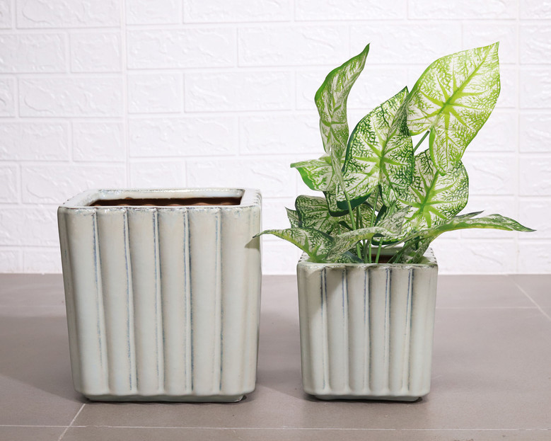 Unique Small Indoor Square Ceramic Plant Pot For Home Decor