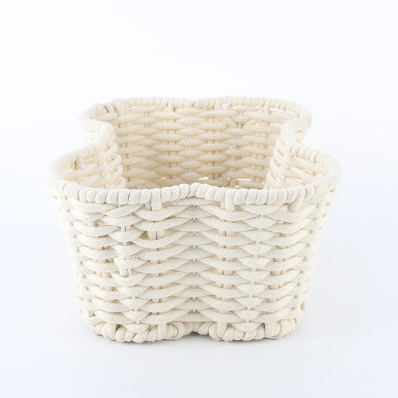 White Cotton Rope Dog Bone Wicker Baskets for Pet Storage