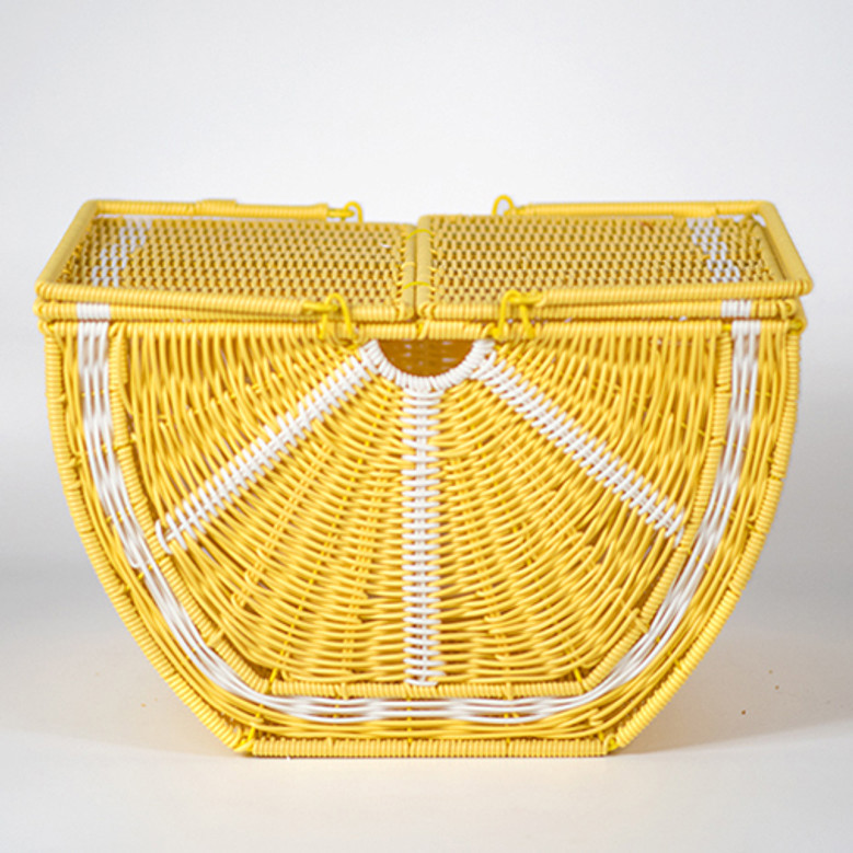 Woven Yellow Watermelon Wicker Picnic Basket | Fun and Functional Outdoor Basket