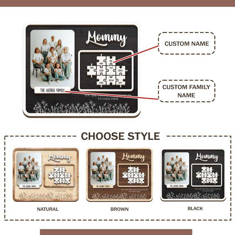 Personalized Mom Puzzle Wood Sign From Children - 'You Are The Piece That Holds Us Together'