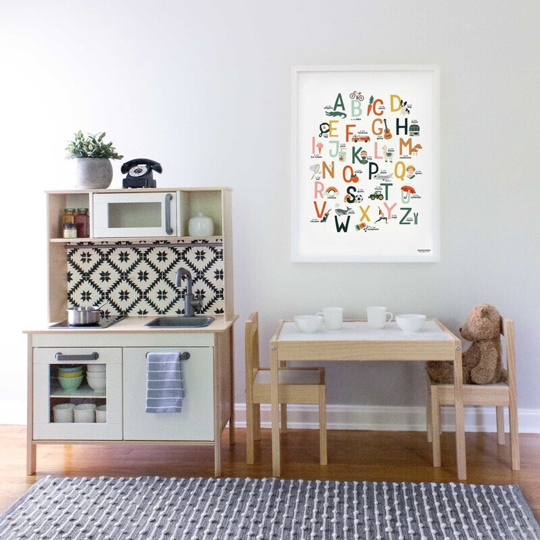 Alphabet wall poster with colorful A-Z letters and watercolor animals, portrait, playful decor for kids' playroom or study Alphabet wall poster with colorful A-Z letters and watercolor animals, portrait, playful decor for kids' playroom or study