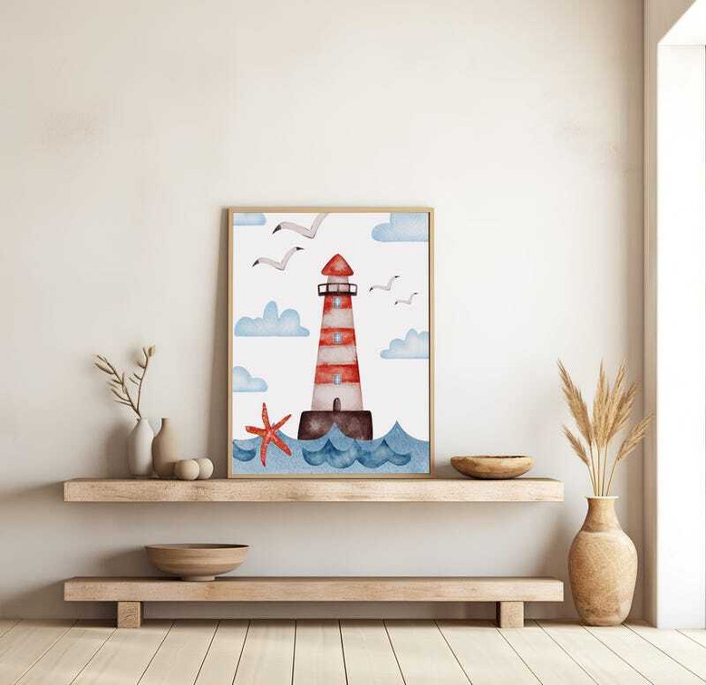 Nautical sailboat canvas set wall decor, modern coastal ocean artwork for kids bedroom or playroom, ideal for a boy's space