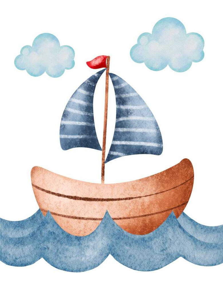 Ocean sailboat nursery canvas art set, blue and white nautical wall decor for baby boy nursery, matching set for cohesive decor