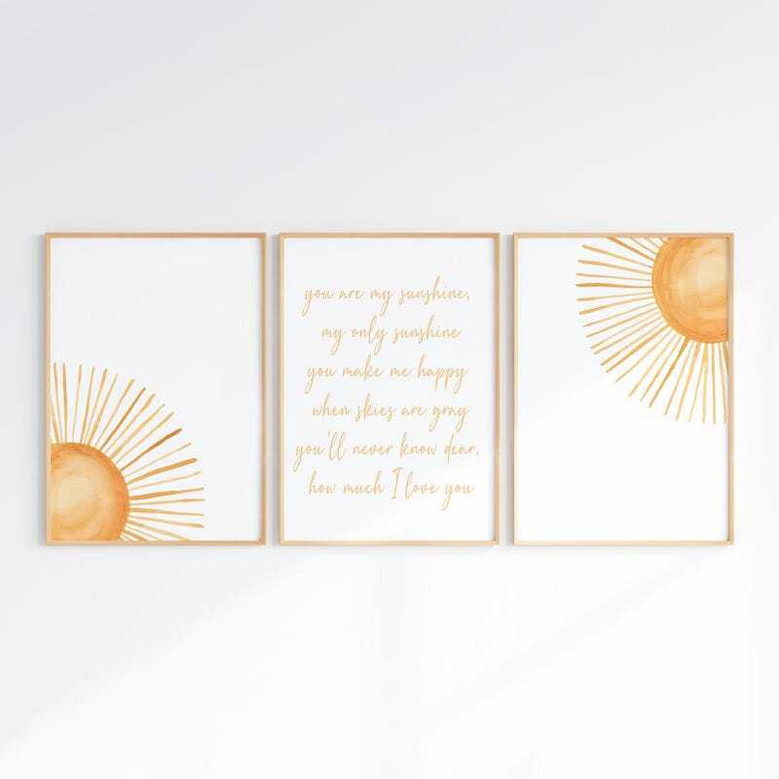 You Are My Sunshine quote canvas wall art, minimalist boho script typography, square canvas for toddler nursery wall decor You Are My Sunshine quote canvas wall art, minimalist boho script typography, square canvas for toddler nursery wall decor