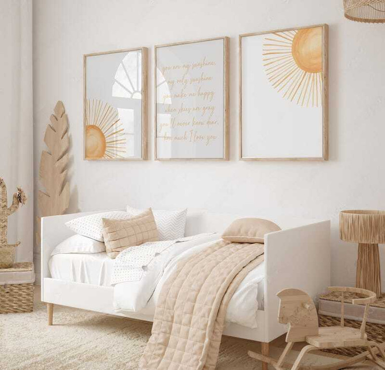 You Are My Sunshine quote canvas wall art, boho rainbow accent, vertical canvas print for baby girl nursery wall decor You Are My Sunshine quote canvas wall art, boho rainbow accent, vertical canvas print for baby girl nursery wall decor