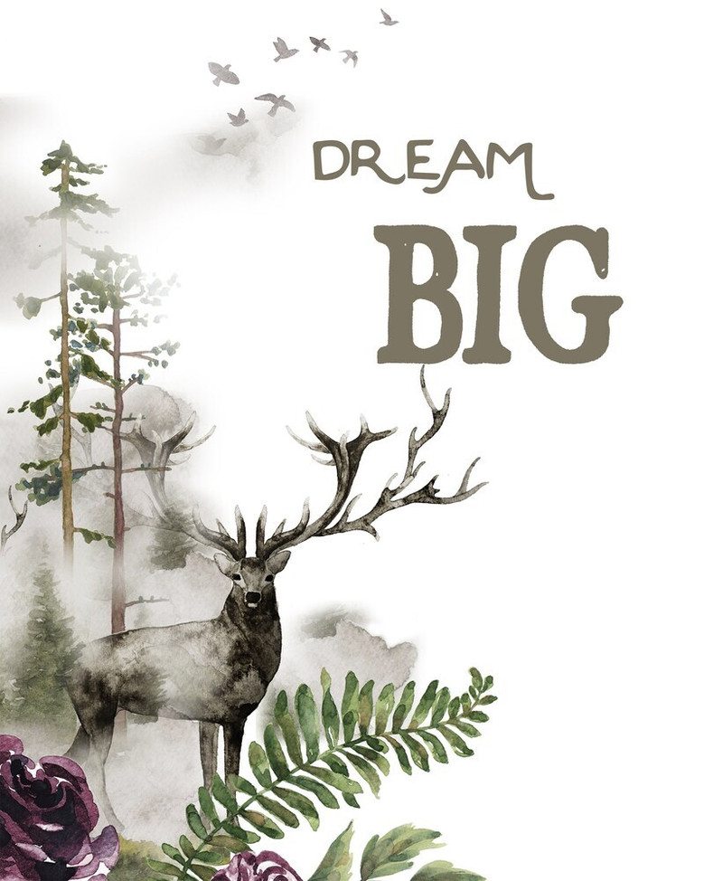 Woodland forest animal nursery canvas set with bunny and fawn, Be Brave Stay Strong Dream Big, blush accents, baby shower gift