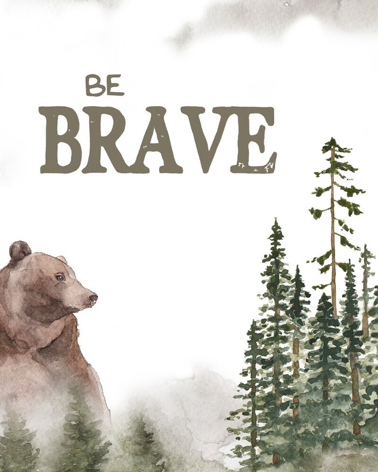 Woodland animal nursery canvas set of three vertical canvases with Be Brave, Stay Strong, Dream Big in sage green minimalist