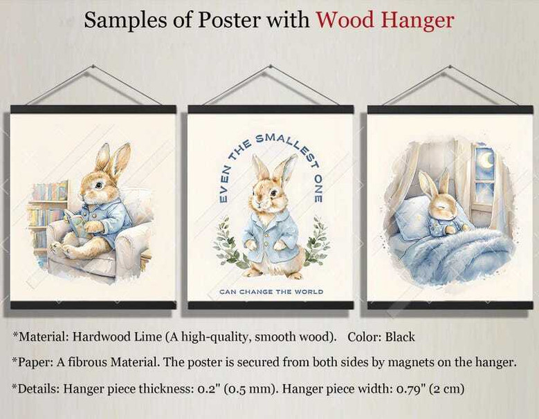 Peter Rabbit canvas art set in pastel blue, classic storybook bunny and Beatrix Potter quote for newborn nursery wall decor