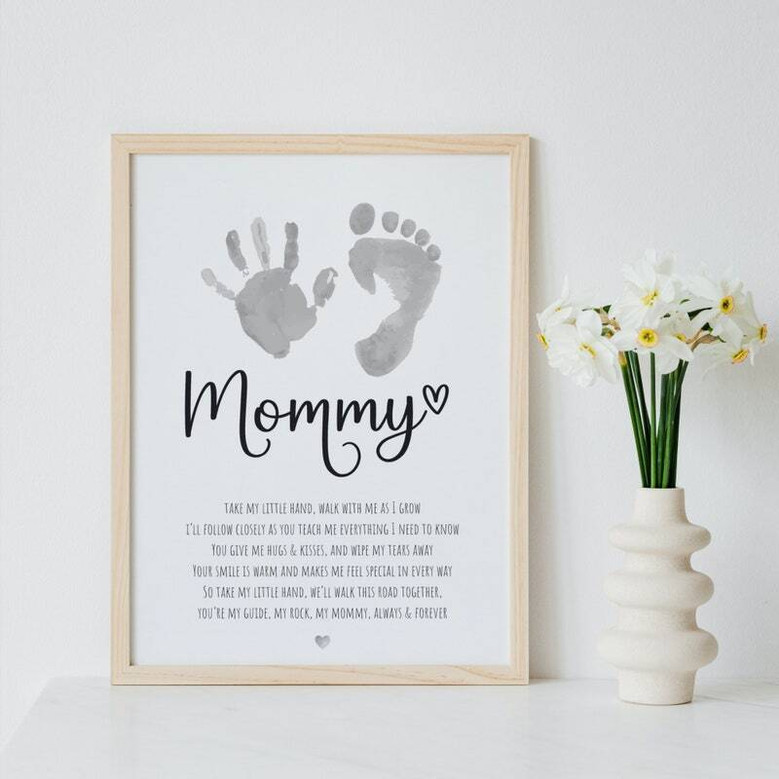 Mother's Day handprint canvas, portrait, baby and toddler prints personalized with children’s names and date, keepsake for mom