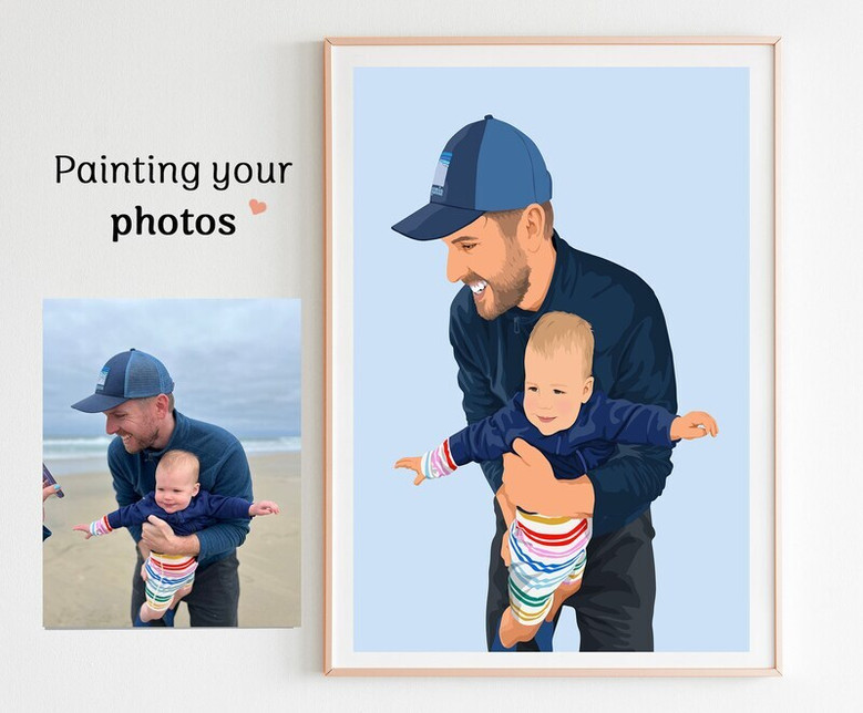 Faceless mother and baby canvas in soft pastels, cuddling pose, custom names, landscape orientation, baby shower gift