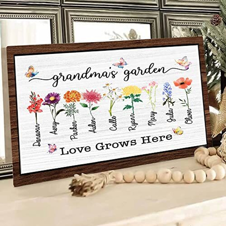 Grandkids' Birth Flower Canvas - Personalized Grandma Garden Gift