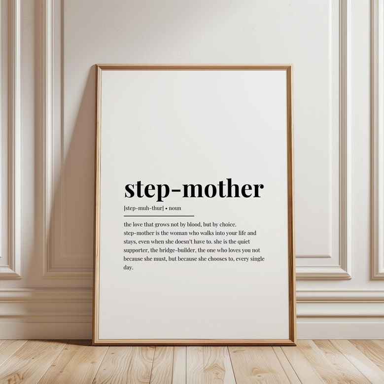 Stepped Up Mom canvas print, pastel abstract background; quote for stepmom, birthday gift from stepson, landscape orientation Stepped Up Mom canvas print, pastel abstract background; quote for stepmom, birthday gift from stepson, landscape orientation