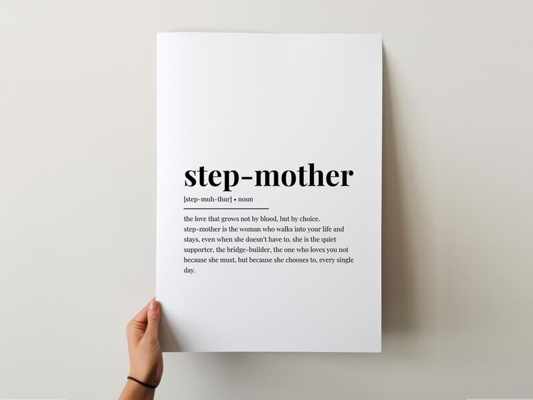 Stepped Up Mom canvas wall art, sage green botanicals; stepmom birthday gift, soothing style for a living room gallery wall display Stepped Up Mom canvas wall art, sage green botanicals; stepmom birthday gift, soothing style for a living room gallery wall display