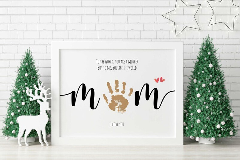 Mom handprint canvas keepsake with 'Mommy to the world' message, personalized with kids’ names and date nursery decor Mom handprint canvas keepsake with 'Mommy to the world' message, personalized with kids’ names and date nursery decor
