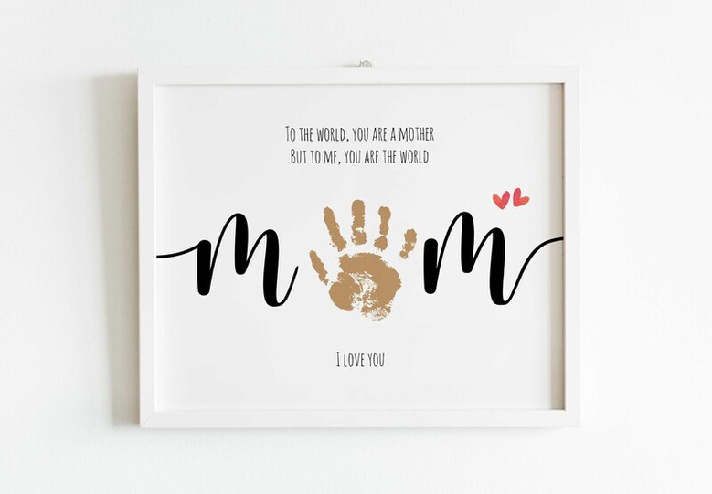 Nursery keepsake handprint canvas for mom with 'Mommy to the world' saying, custom child name and date, Mother’s Day gift Nursery keepsake handprint canvas for mom with 'Mommy to the world' saying, custom child name and date, Mother’s Day gift