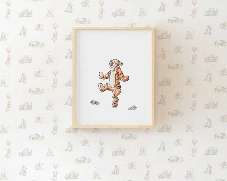 Winnie the Pooh nursery canvas set, whimsical cute wall decor ideal as a baby shower gift for a newborn's nursery.
