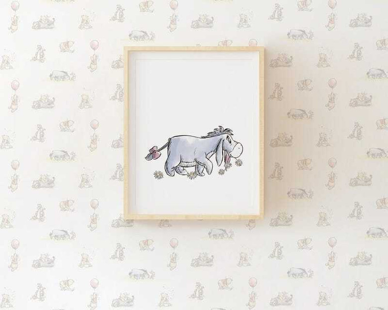 Winnie the Pooh nursery canvas set in warm honey and beige hues, wall art to brighten a baby's room and toddler bedroom.