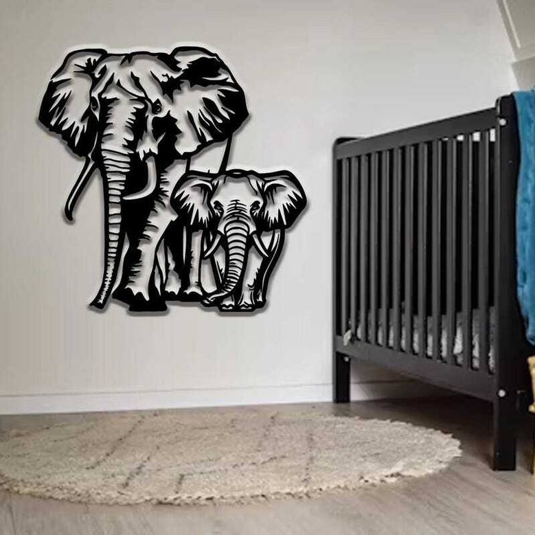 Elephant Family Metal Sign For Living Room DéCor - Gift For Elephant Lovers, Birthday Theme